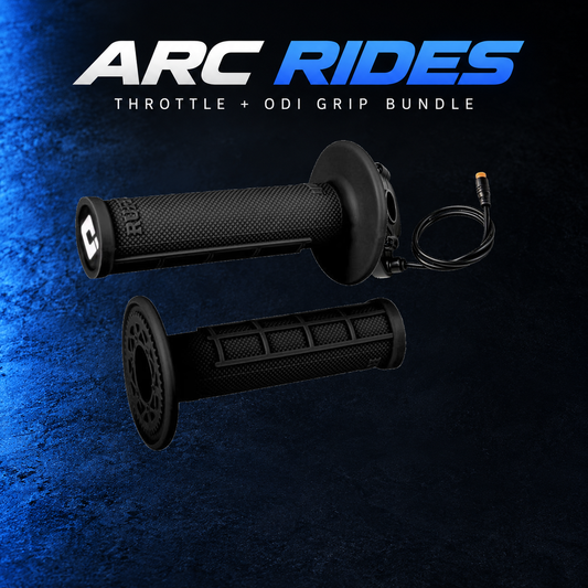 Juiced Scrambler Throttle (Surron-style) + Black ODI Half-Waffle Grip Bundle